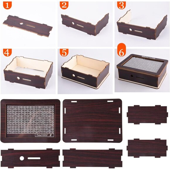 Piggy Bank Vault Wooden Savings Box Coin Bank box with Counter NEW - Picture 4 of 4